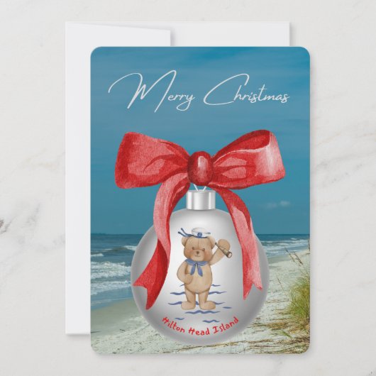 Merry Coastal Christmas Hilton Head Island Beach Feestdagenkaart (Voorkant)