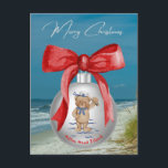 Merry Coastal Christmas Hilton Head Island Beach Feestdagenkaart<br><div class="desc">Vier de feestdagen met dit prachtige briefkaart met een kustthema. Het ontwerp is een foto-afbeelding van een afgelegen strand op Hilton Head Island, South Carolina met zeeen haver, zand en de oceaangolven op de achtergrond. Op de voorgrond is een witte kerstbal met een feestelijke rode strik en het schattigste kleine...</div>