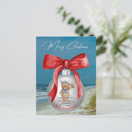 Merry Coastal Christmas Hilton Head Island Beach Feestdagenkaart (Staand voorkant)