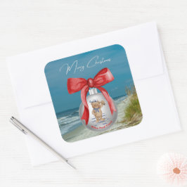 Merry Coastal Christmas Hilton Head Island Beach Vierkante Sticker