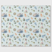 Merry Coastal Christmas Wrapping Paper Cadeaupapier (Vlak)