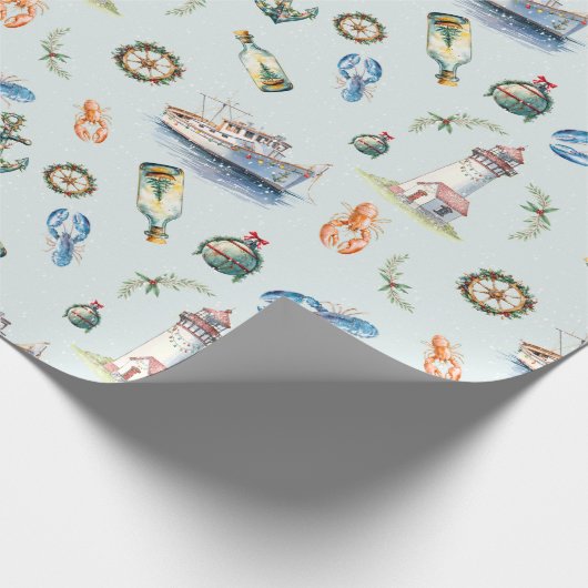 Merry Coastal Christmas Wrapping Paper Cadeaupapier (Hoek)