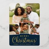 Merry Collage | Klassieke kerstfoto Folie Feestdagenkaart (Voorkant)