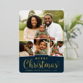 Merry Collage | Klassieke kerstfoto Folie Feestdagenkaart (Staand Voorkant)