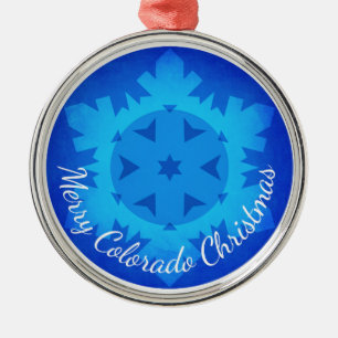 Merry Colorado-ornament voor kerstblauwe sneeuwvlo Metalen Ornament