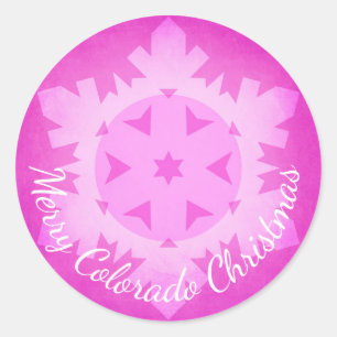 Merry Colorado-stickers voor kerstroze sneeuwvlokk Ronde Sticker