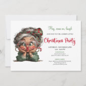 Merry Comic Grandma Christmas Gathering Invitation Kaart (Voorkant)