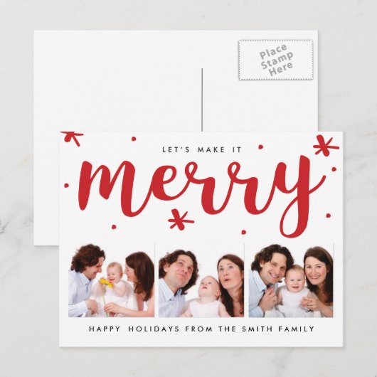 Merry Confetti Christmas Post Kaart (Voorkant / Achterkant)