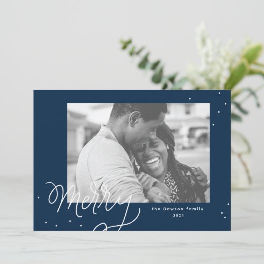 Merry Confetti Festive Photo Holiday Card Feestdagenkaart (Staand voorkant)
