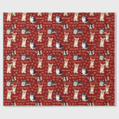 Merry Corgchaustekst - het rode patroon van Kerstm Cadeaupapier (Vlak)