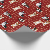 Merry Corgchaustekst - het rode patroon van Kerstm Cadeaupapier (Hoek)