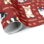 Merry Corgchaustekst - het rode patroon van Kerstm Cadeaupapier (Rol Hoek)