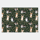 Merry Corgchaustekst - kerstcorgi-patronen Inpakpapier Vel (Voorkant 3)