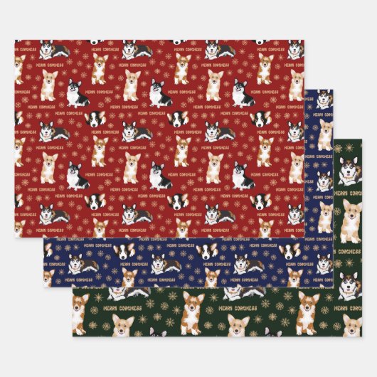 Merry Corgchaustekst - kerstcorgi-patronen Inpakpapier Vel (Set)