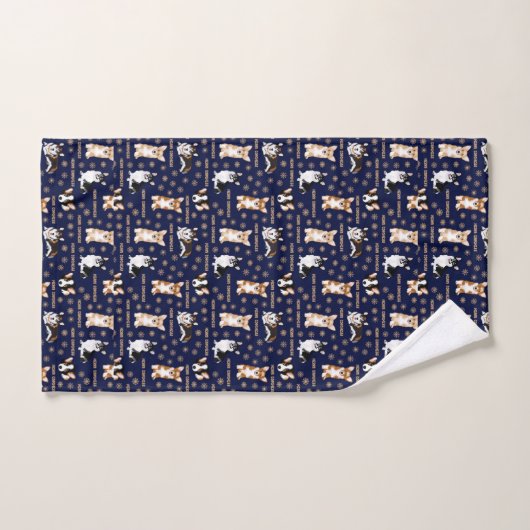 Merry Corgchaustekst - Kerstmis blauw patroon Bad Handdoek (Handdoek)