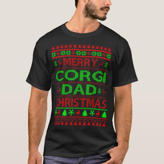 Merry Corgi Dad Dog Christmas Gift  T-shirt (Voorkant)