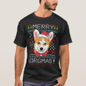 Merry Corgmas Corgi Kerstmis Ugly Sweater T-Shirt (Voorkant)