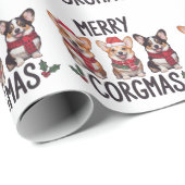 Merry Corgmas Santa Hat Christmas Corgi Dog Mom Cadeaupapier (Rol Hoek)