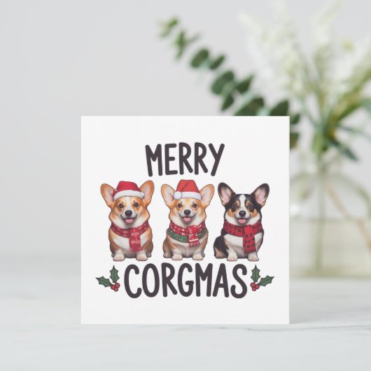 Merry Corgmas Santa Hat Christmas Corgi Dog Mom  Feestdagenkaart (Staand voorkant)