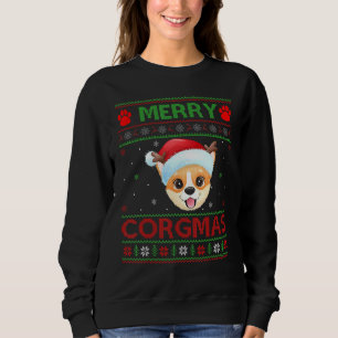 Merry Corgmas Santa Hat Matching Ugly Corgi Christ Trui