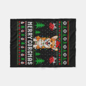 Merry Corgmas Ugly Sweater Funny Corgi Christmas T Fleece Deken (Voorkant (Horizontaal))