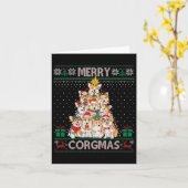 Merry Corgmas Ugly Sweater Funny Corgi Kerstmis Kaart (Gele Bloem)