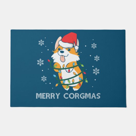 Merry Corgmas Xmas Pajamas Corgi Kerstmis Nerdy Deurmat (Voorkant)
