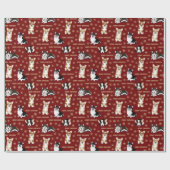 Merry Corgstront - kerstcadeaupatroon rood Cadeaupapier (Vlak)