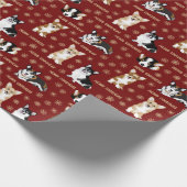 Merry Corgstront - kerstcadeaupatroon rood Cadeaupapier (Hoek)