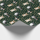 Merry Corgstront - Kerstmis Corgi patroon groen Cadeaupapier (Hoek)