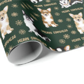 Merry Corgstront - Kerstmis Corgi patroon groen Cadeaupapier (Rol Hoek)