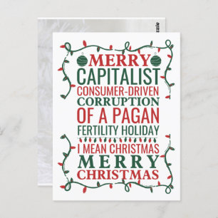 Merry Corruption of a Pagan Holiday, Santa Gift T Briefkaart