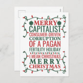 Merry Corruption of a Pagan Holiday, Santa Gift T Feestdagenkaart (Voorkant / Achterkant)