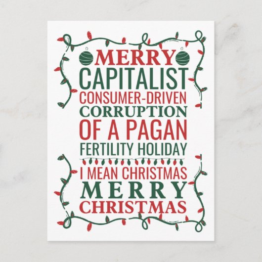 Merry Corruption of a Pagan Holiday, Santa Gift T Feestdagenkaart (Voorkant)