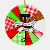 Merry Course-mas Disc Golf Pun Gepersonaliseerd Keramisch Ornament (Voorkant)