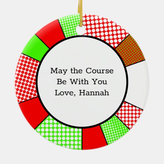 Merry Course-mas Disc Golf Pun Gepersonaliseerd Keramisch Ornament (Achterkant)