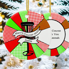 Merry Course-mas Disc Golf Pun Gepersonaliseerd Keramisch Ornament