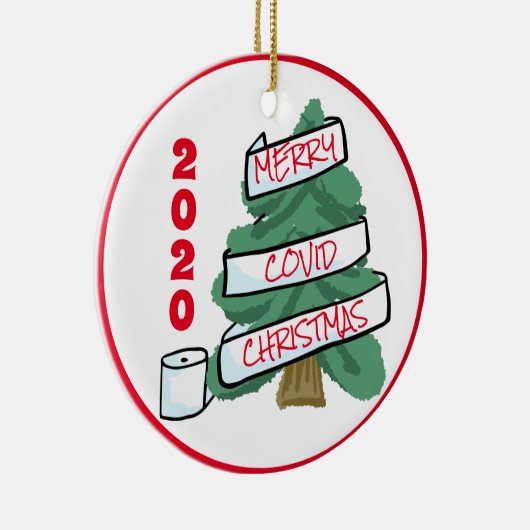 Merry Covid-kerstcadeaupapier Garland 2020 Keramisch Ornament (Rechts)