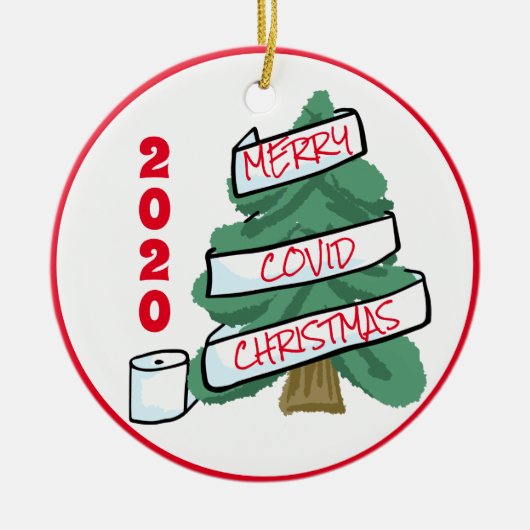 Merry Covid-kerstcadeaupapier Garland 2020 Keramisch Ornament (Voorkant)