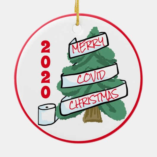 Merry Covid-kerstcadeaupapier Garland 2020 Keramisch Ornament (Achterkant)