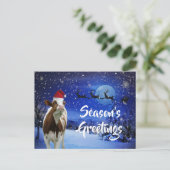 Merry Cowristmas Santa Koe Holiday Briefkaart (Staand voorkant)