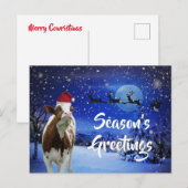 Merry Cowristmas Santa Koe Holiday Briefkaart (Voorkant / Achterkant)