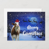 Merry Cowristmas Santa Koe Holiday Briefkaart (Voorkant / Achterkant)
