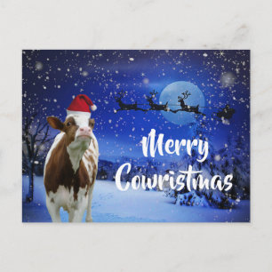Merry Cowristmas Santa Koe Holiday Briefkaart