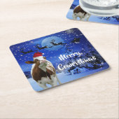 Merry Cowristmas Santa Koe Holiday Kartonnen Onderzetters (Schuin)