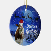 Merry Cowristmas Santa Koe Holiday Keramisch Ornament (Rechts)