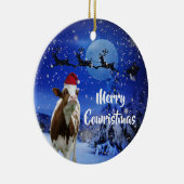 Merry Cowristmas Santa Koe Holiday Keramisch Ornament (Rechts)
