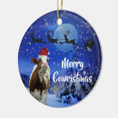Merry Cowristmas Santa Koe Holiday Keramisch Ornament (Links)