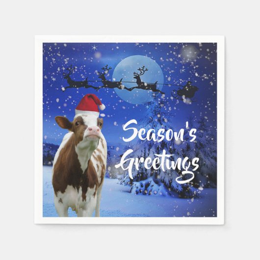 Merry Cowristmas Santa Koe Holiday Servet (Voorkant)