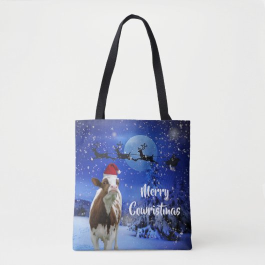 Merry Cowristmas Santa Koe Holiday Tote Bag (Voorkant)